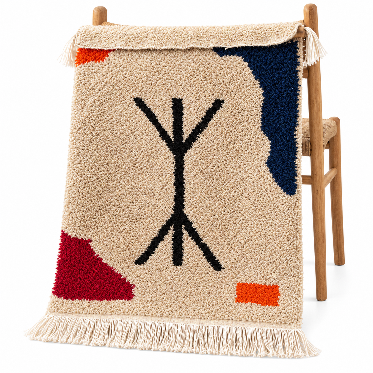 Amazigh Yaz Symbol Berber Geometric Design Rug with Tifinagh Motif