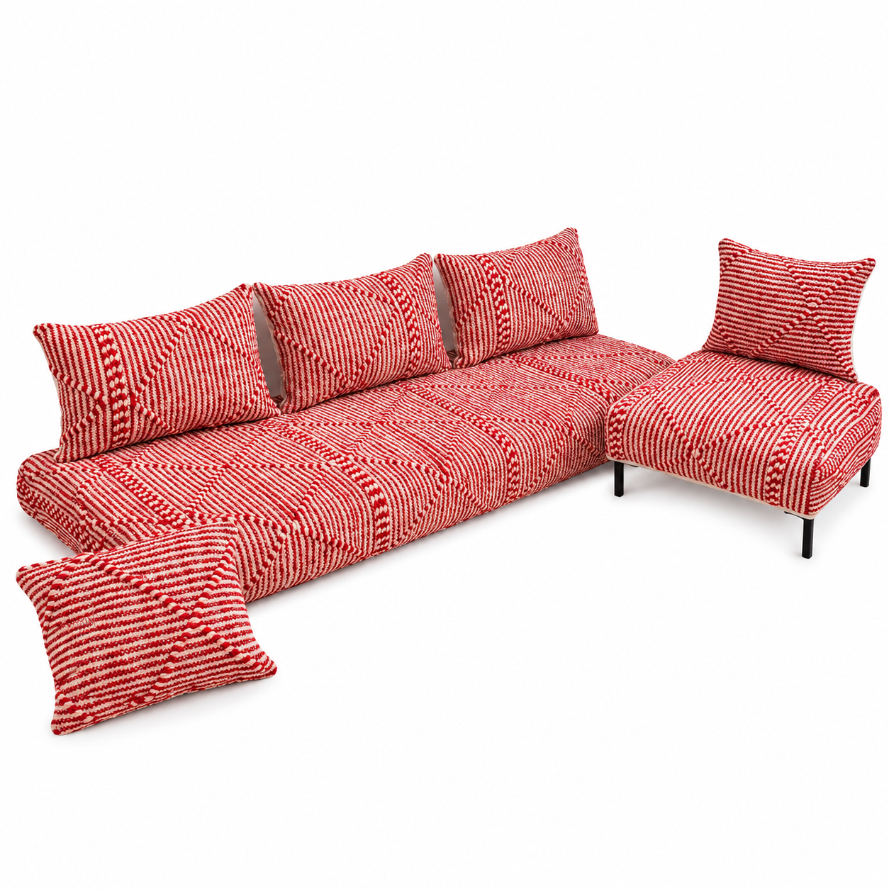 Amazigh Zanafi Hanbel Wool Floor Sofa Pillow Red