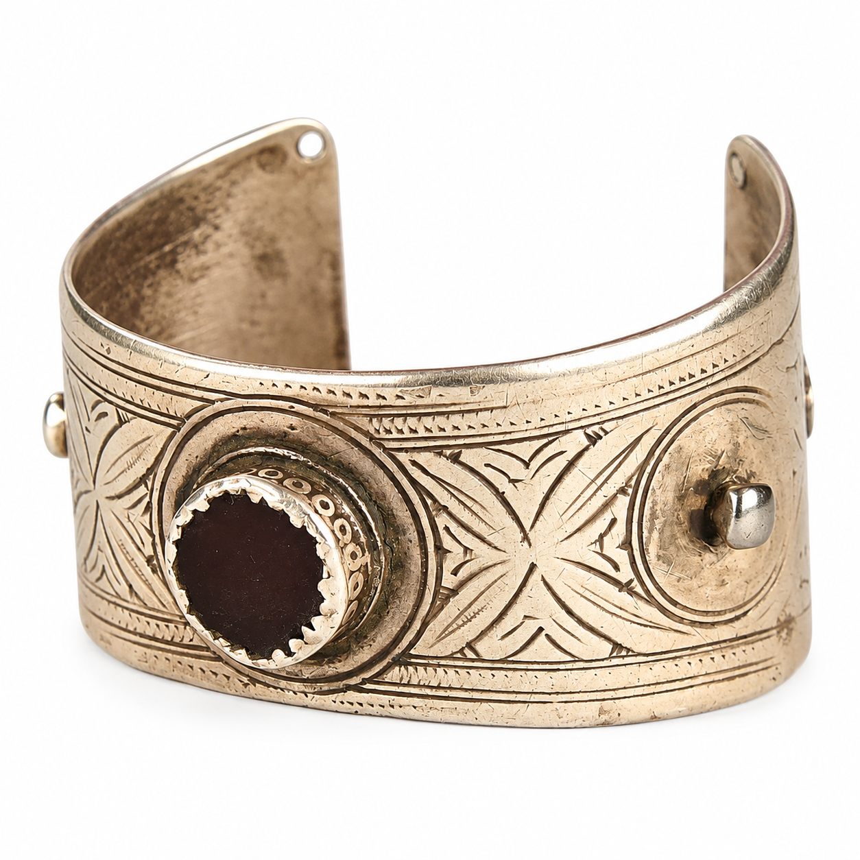 Antico bracciale berbero Berber Silver Enamel Bracelet with Glass