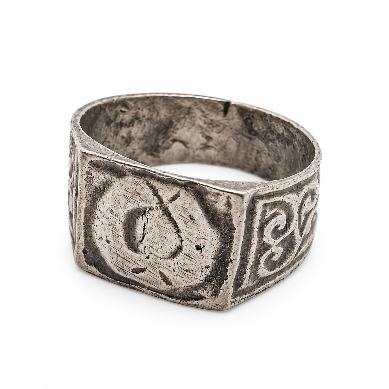 Antique Amazigh Berber Tafraoute Silver Band Ring Size 8.5