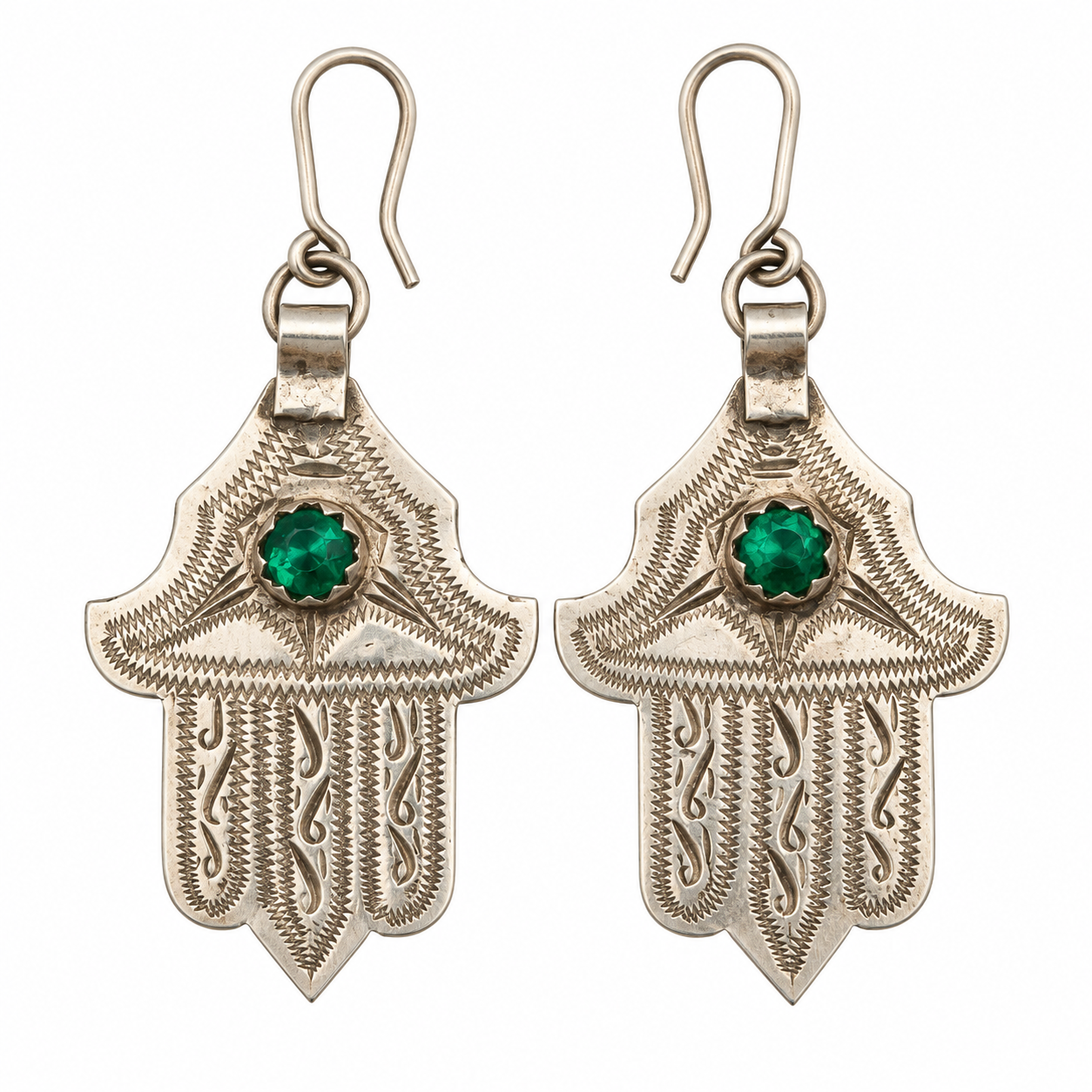 Antique Berber Khamsa Earrings with Ancient Jewelry Design