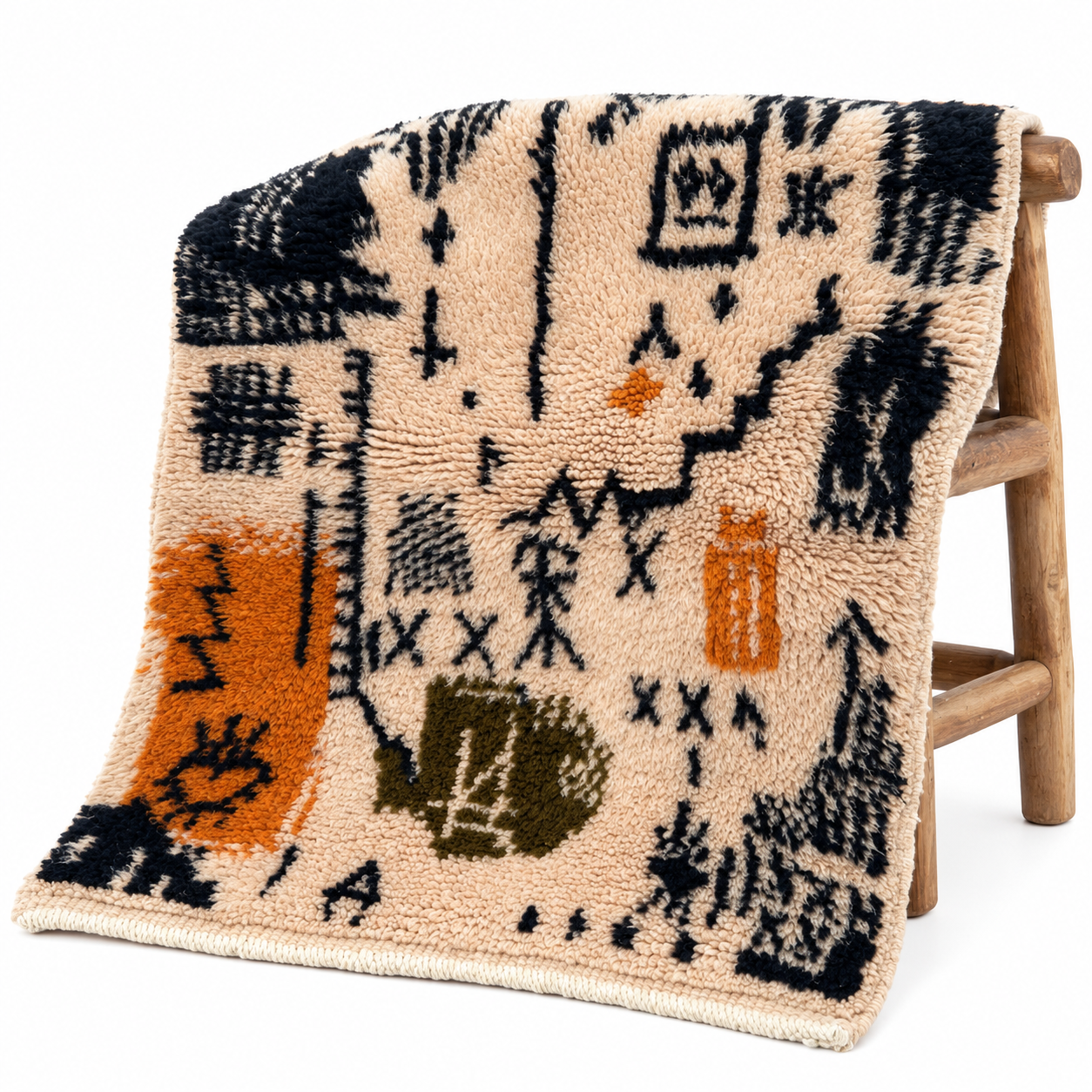 Authentischer Amazigh Berber Wool Rug Abstract Boho Tribal Design