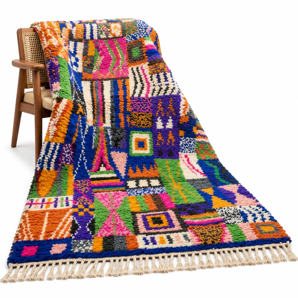 Berber Abstract Vibrant Artistic Blue Wool Home Decor Rug