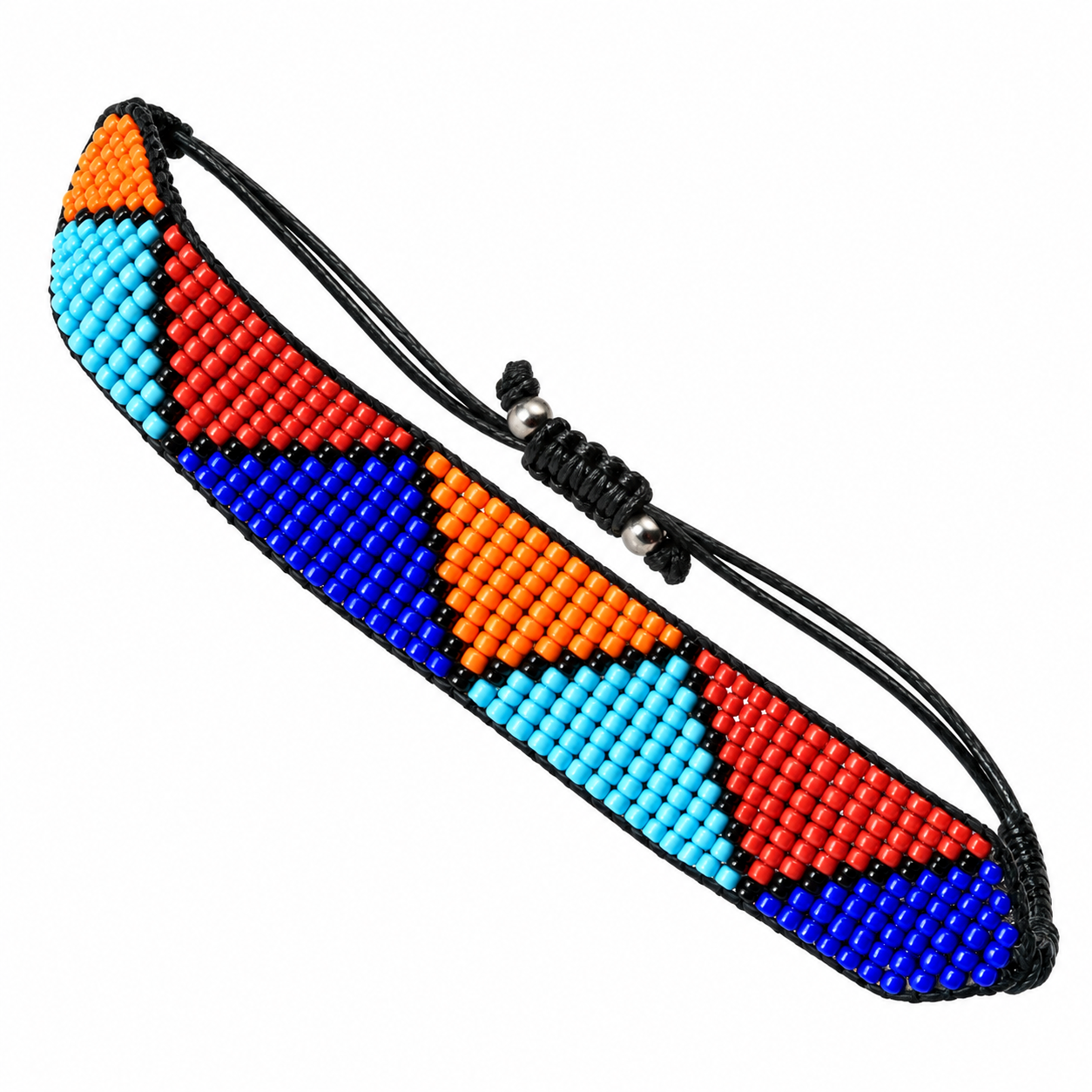Berber Amazigh Beaded Glass Bracelet with Ethnic Geometric Design