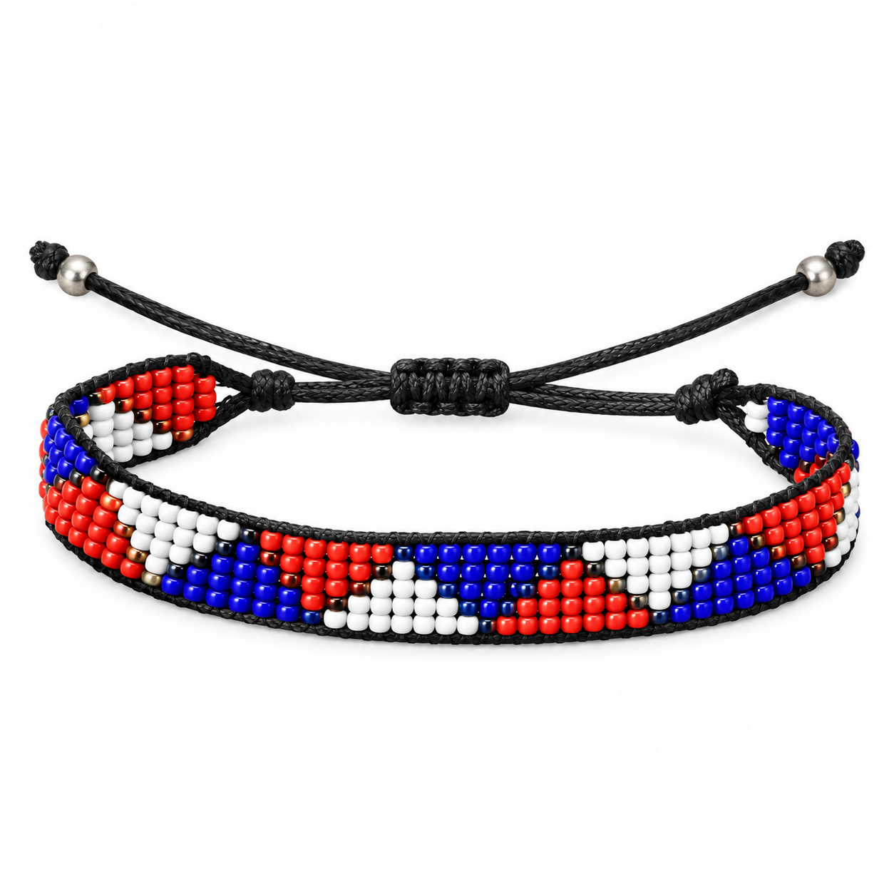Berber Amazigh Beaded Glass Bracelet with Geometric Design