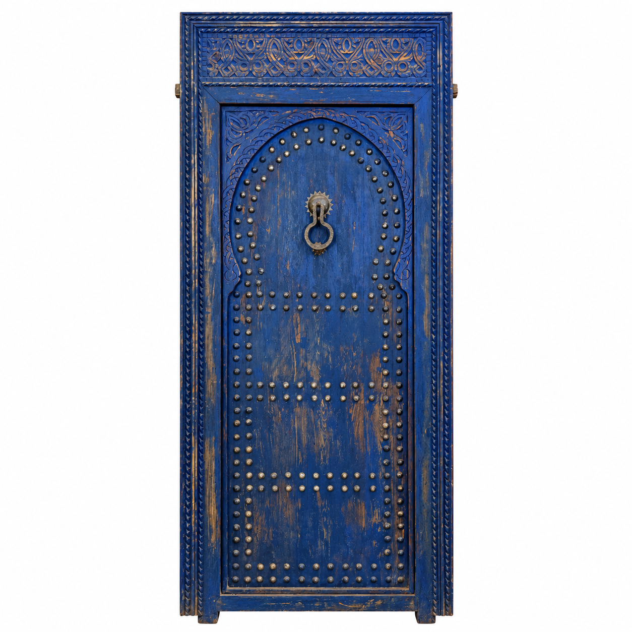 Berber Amazigh CUSTOM STUDDED DOOR Blue Wooden Chefchaouen Design