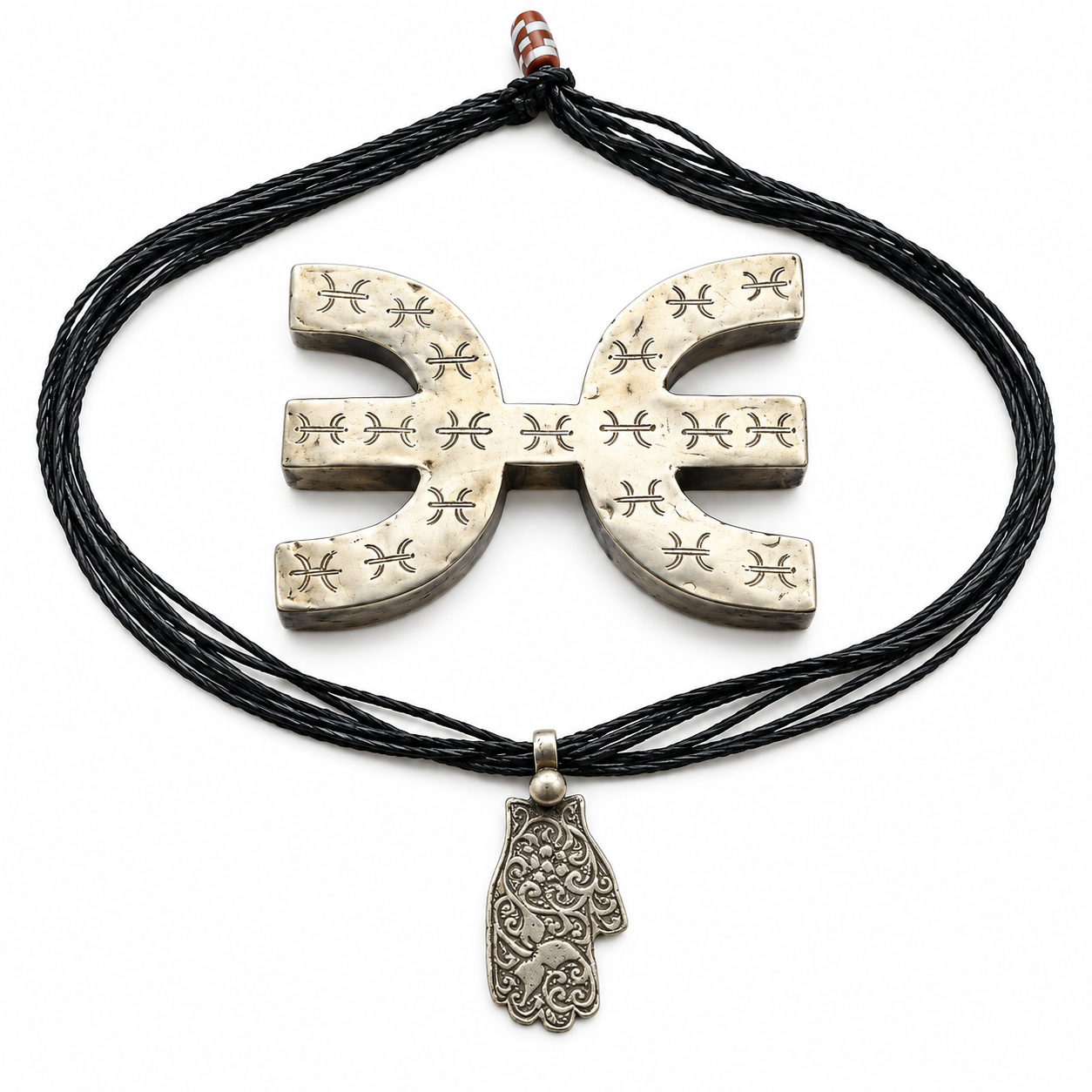 Berber Amazigh Hamsa Khamsa Hand Amulet Silver Necklace