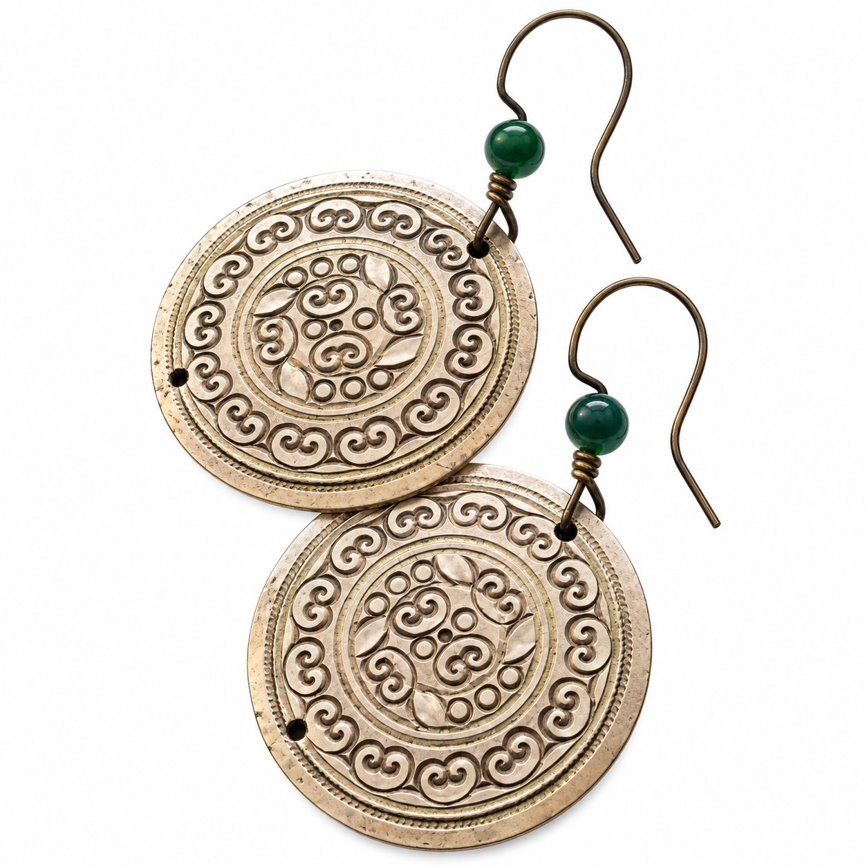 Berber Amazigh Hand Chased Silver Earrings With Vintage Design
