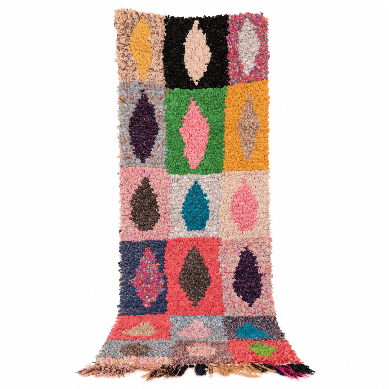 Berber Amazigh Handmade Boucharouite Wool Rug Runner Tribal Design