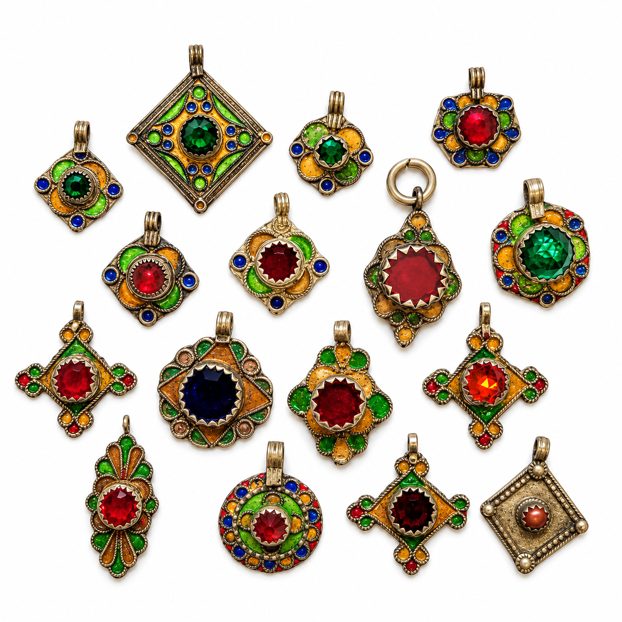 Berber Amazigh Maroc Tifinagh émail verroterie Pendant Necklace