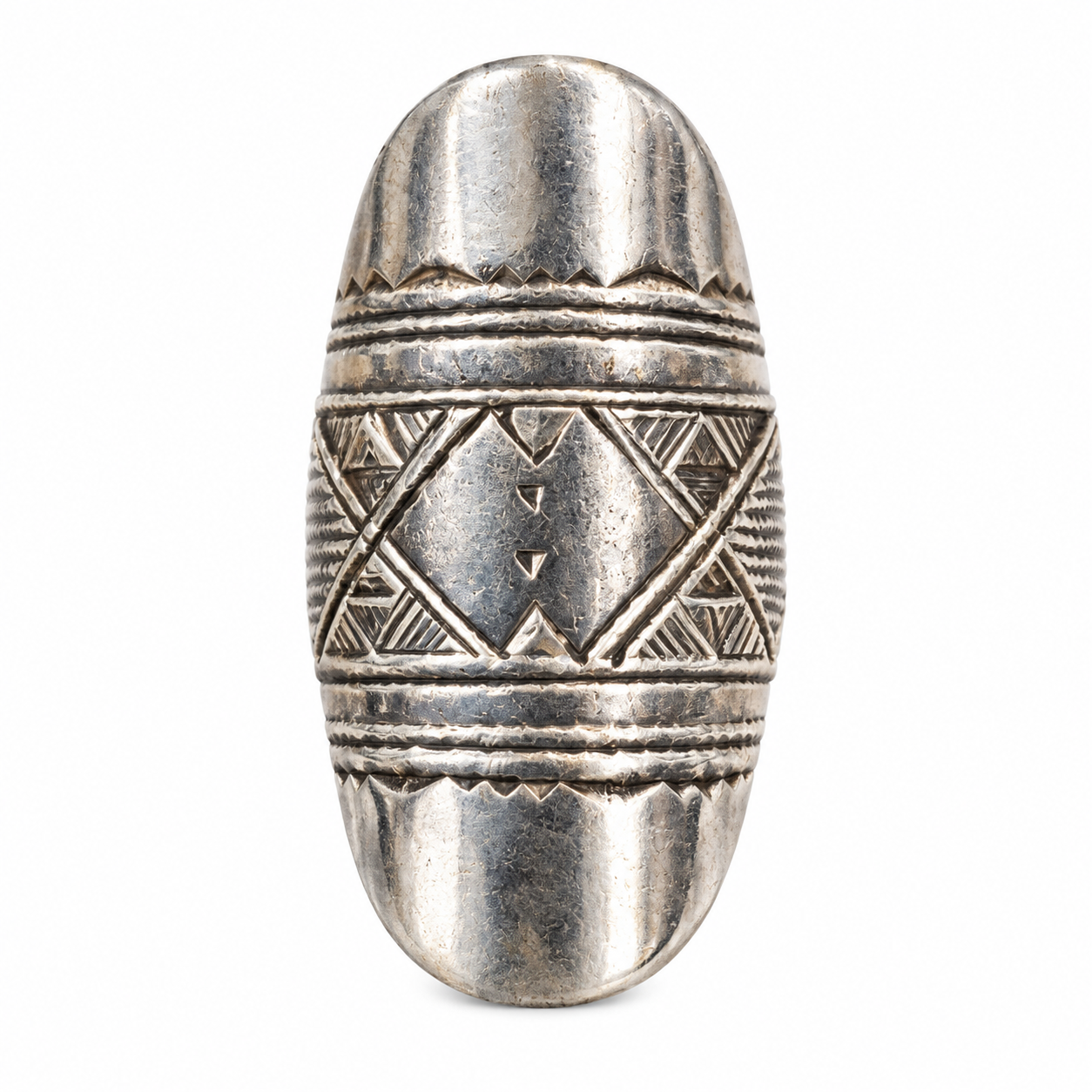 Berber Amazigh Sterling Silver Ring with Double Cross Margoum Design