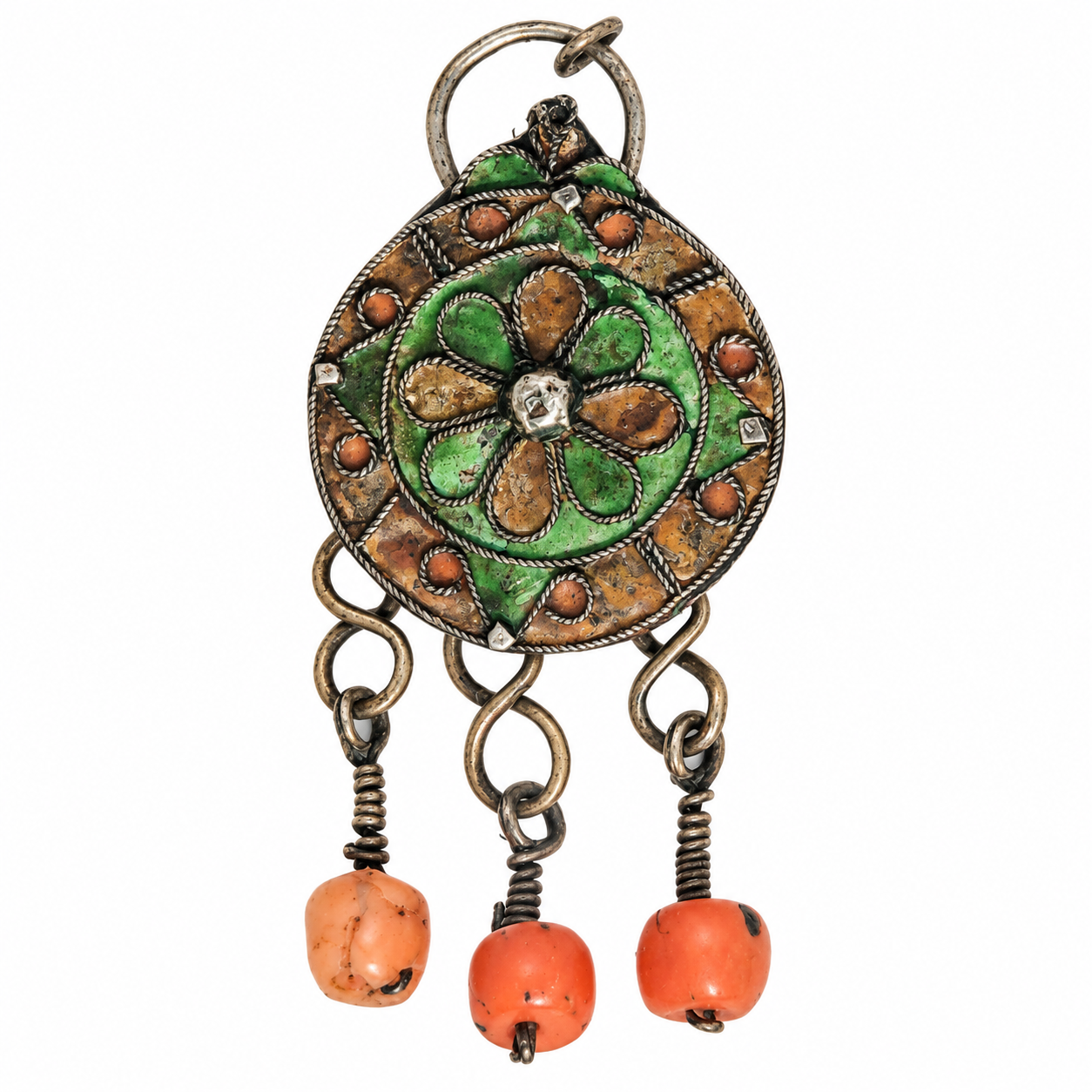 Berber Amazigh traditioneller Amulett Anhänger Emaille Koralle Necklace