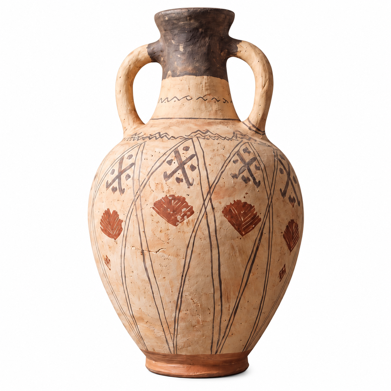 Berber Amphora Vase with Darkened Neck Terracotta Vessel Design