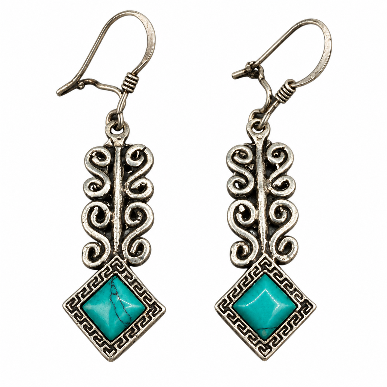 Berber Antique Silver Earrings with Hand Engraved Jewelry Design
