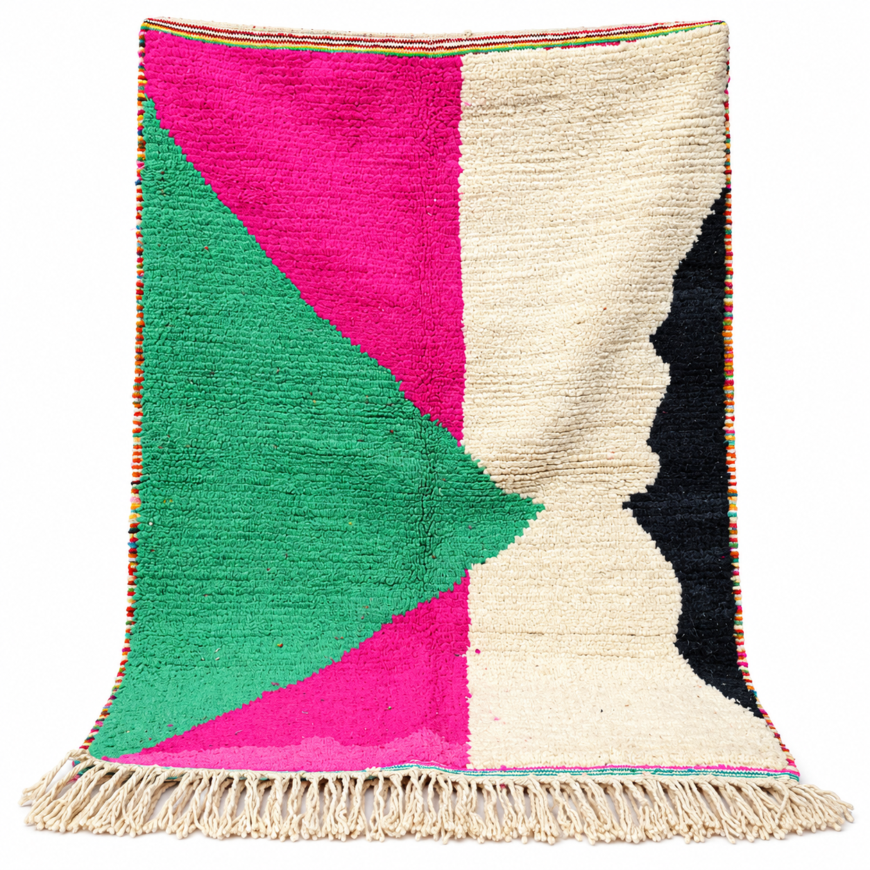 Berber Azilal Pink Wool Beni Ourain Abstract Design Rug
