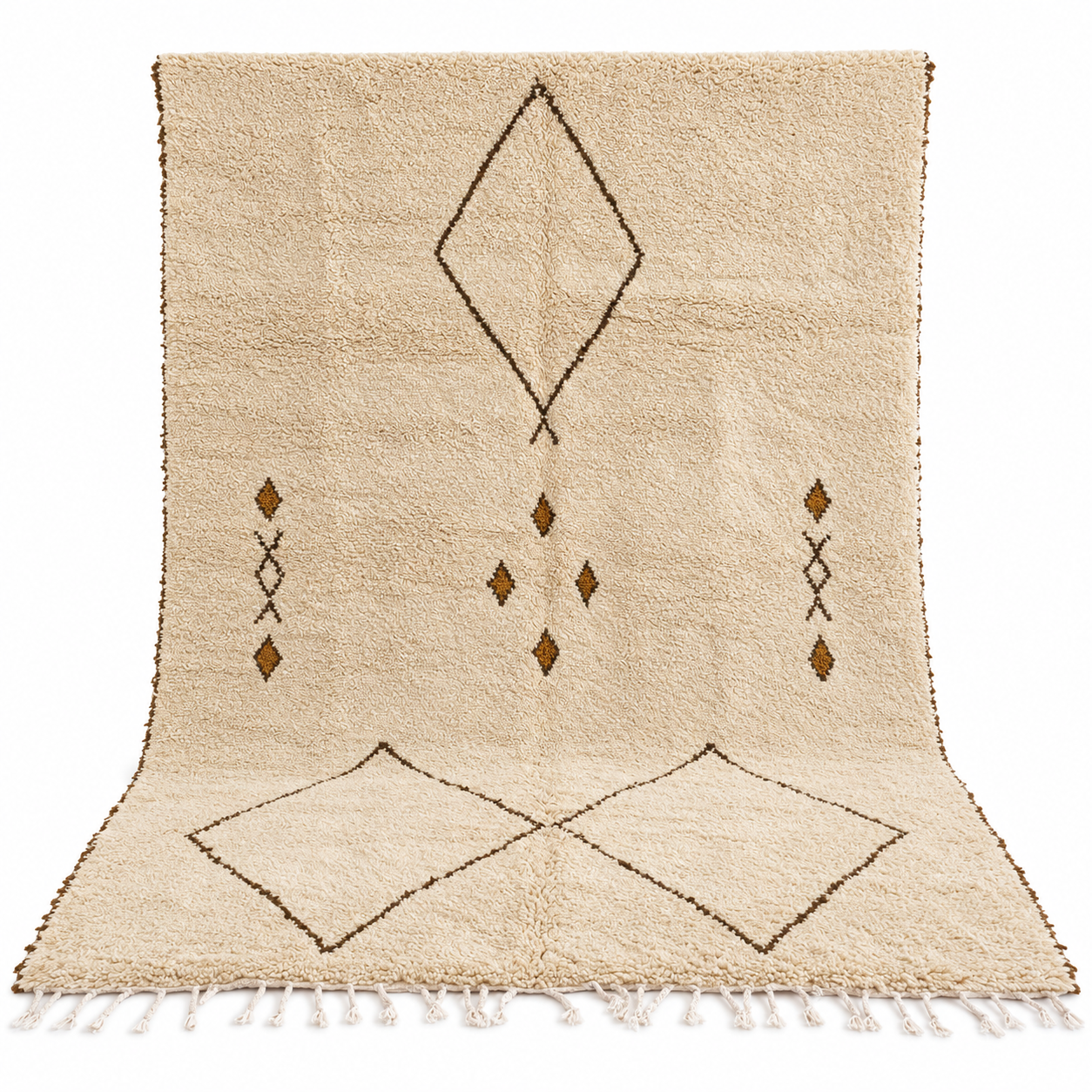 Berber Beni Ourain Diamond Ivory Wool Area Rug