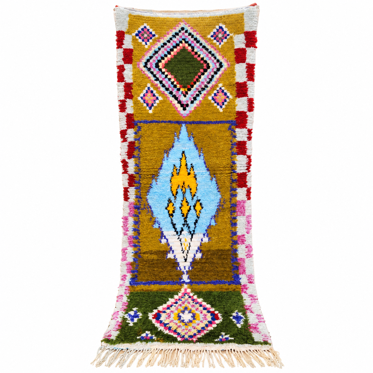 Berber Boucherouite Colorful Handmade Runner Rug with Hallway Style