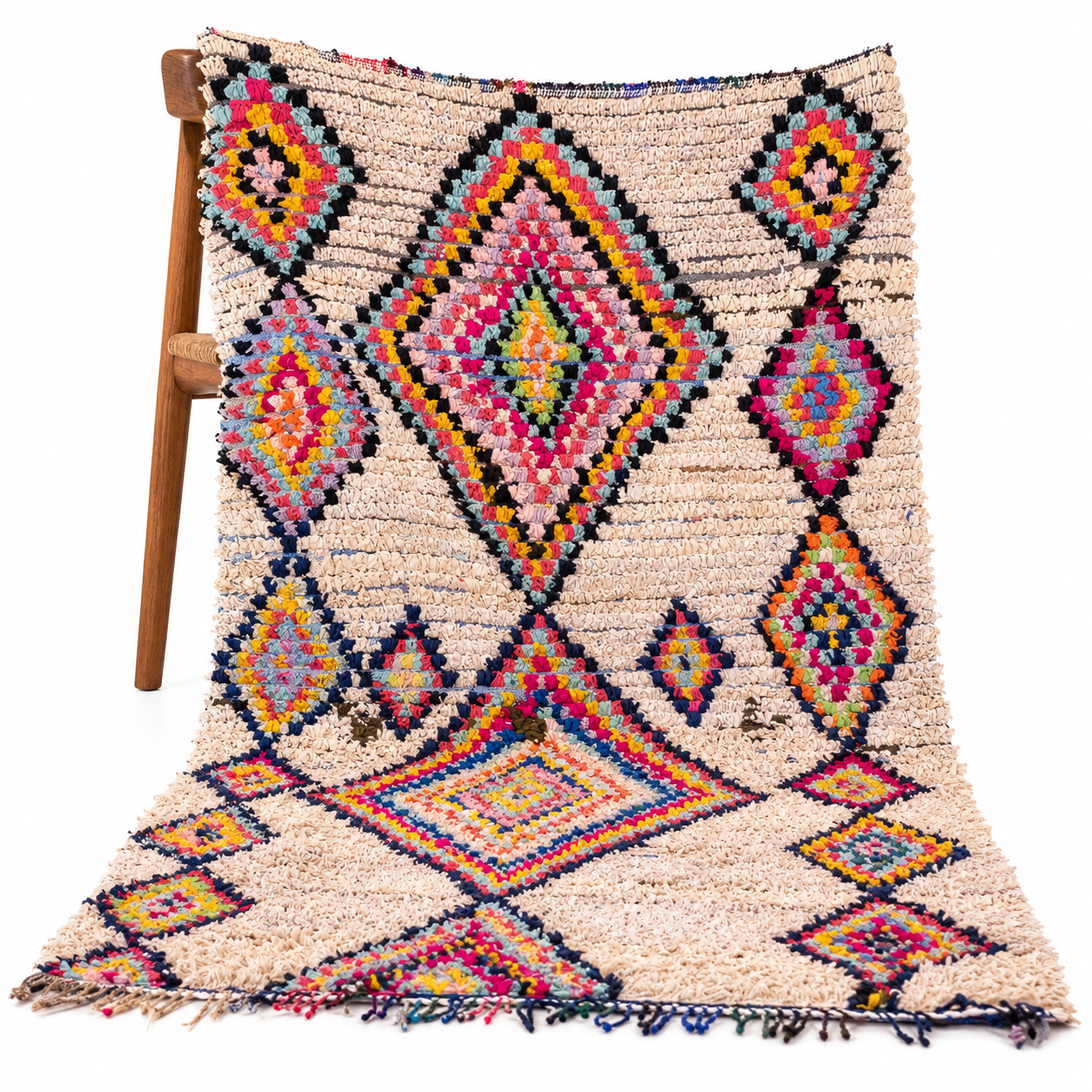 Berber Boucherouite Colorful Handwoven Patterns Kids Room Rug