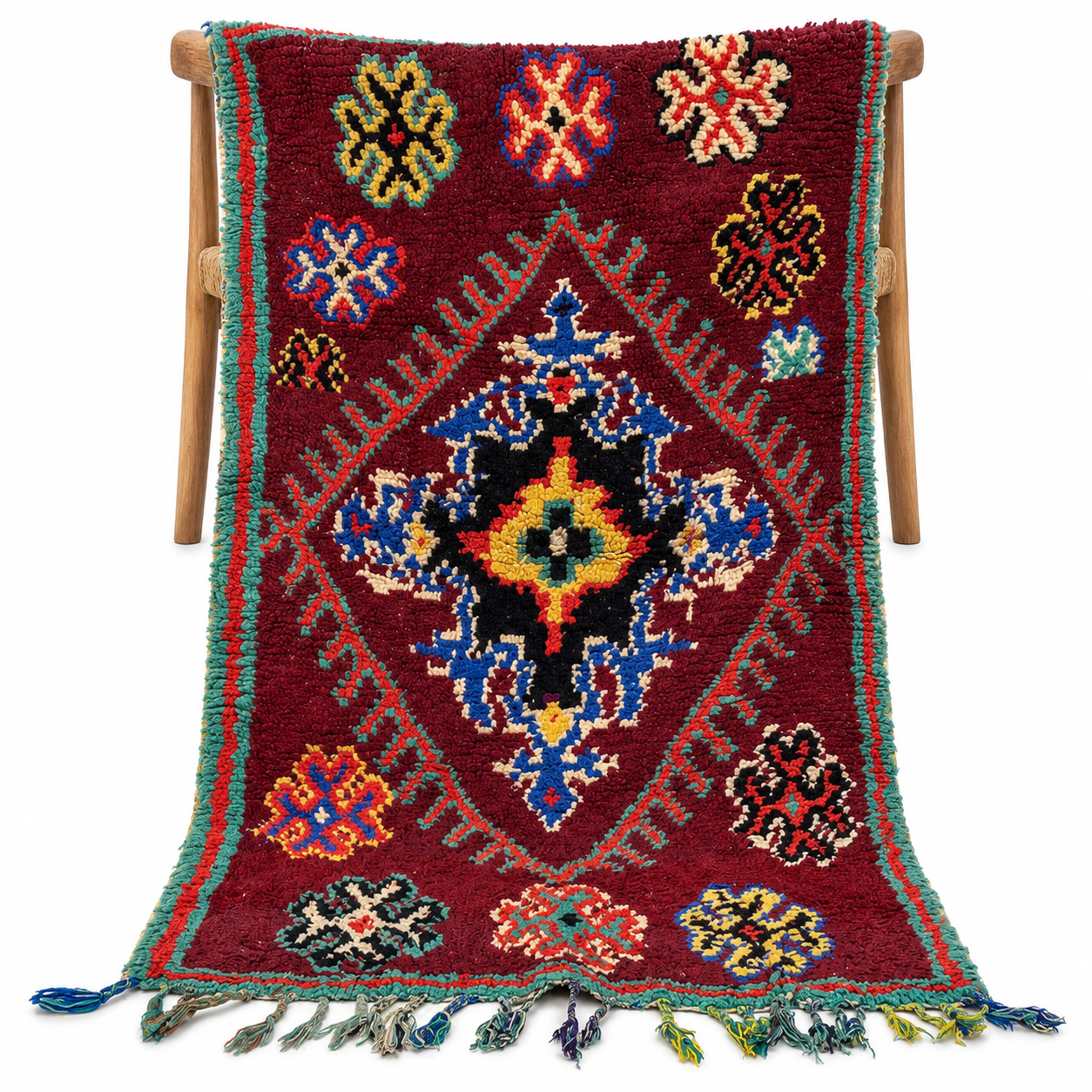 Berber Boucherouite Rugs with Amazigh Design Colorful Rug