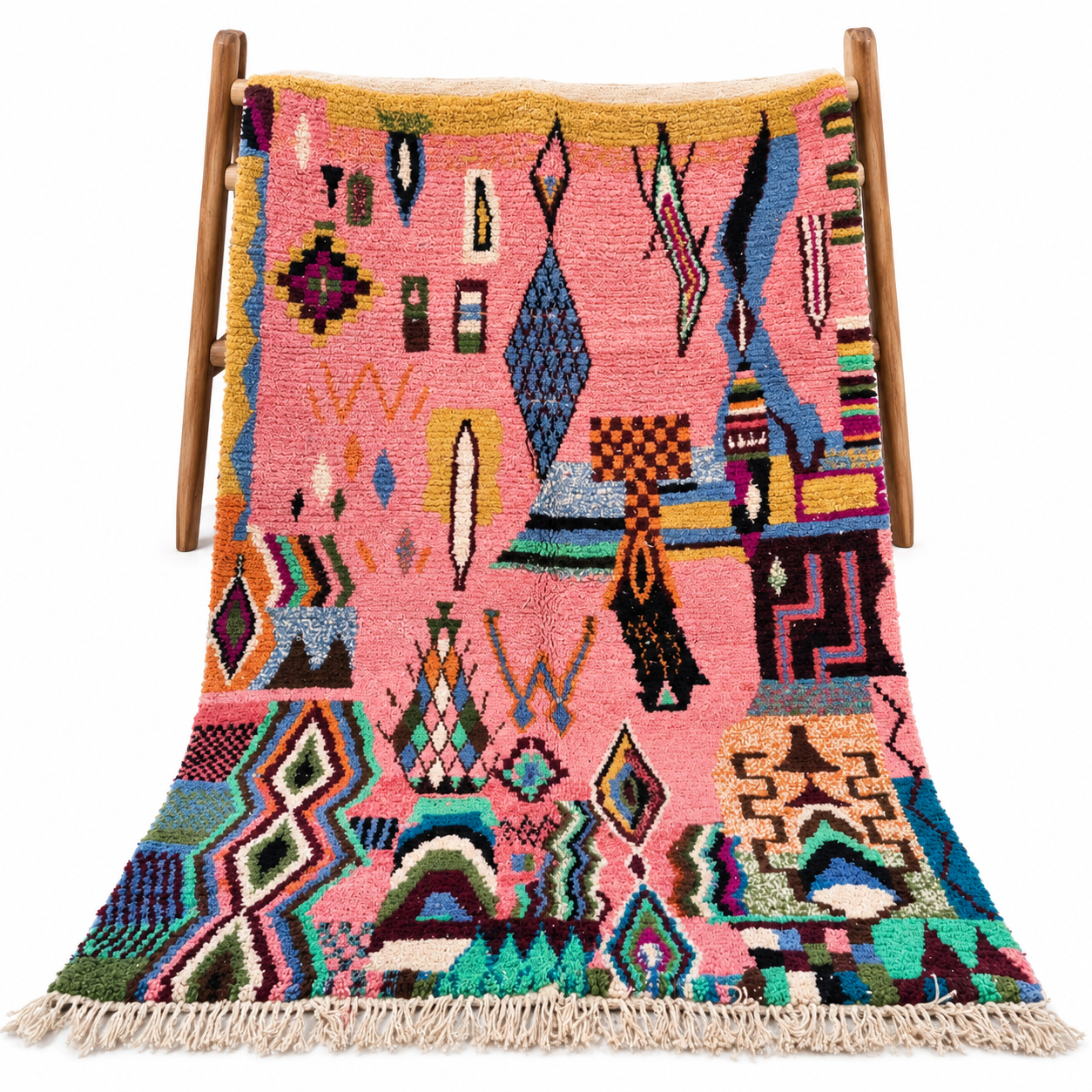 Berber Boujaad Handmade Wool Rug Pink Tribal Decor