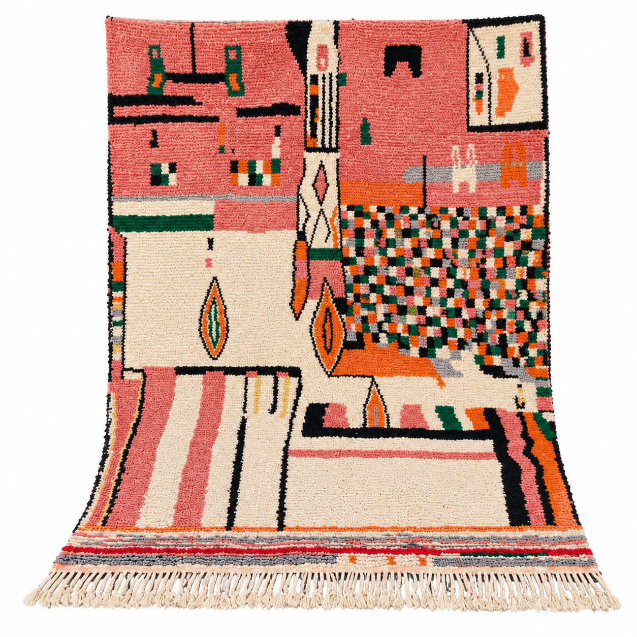 Berber Boujaad Handwoven Colorful Abstract Wool Area Rug
