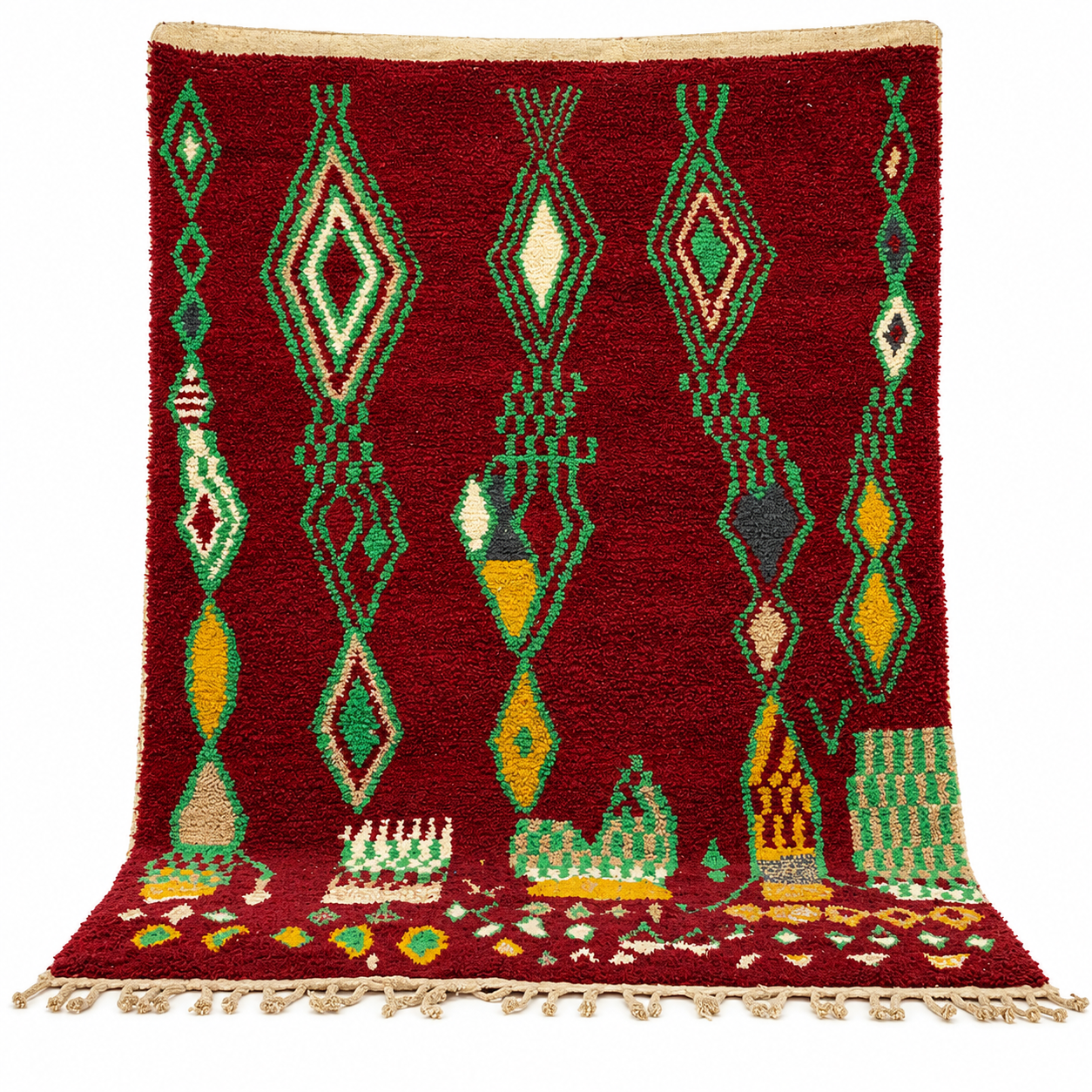 Berber Boujaad Red Geometric Wool Rug Handmade Style