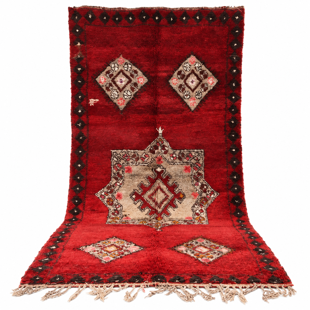 Berber Boujaad Wool Rug Handmade Vintage Atlas Living Room