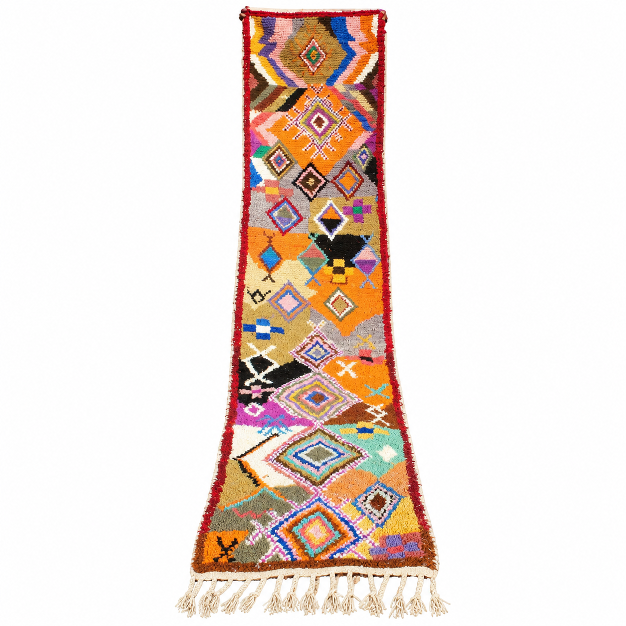 Berber Boujad Beni Ourain Azilal Wool Abstract Runner Rug