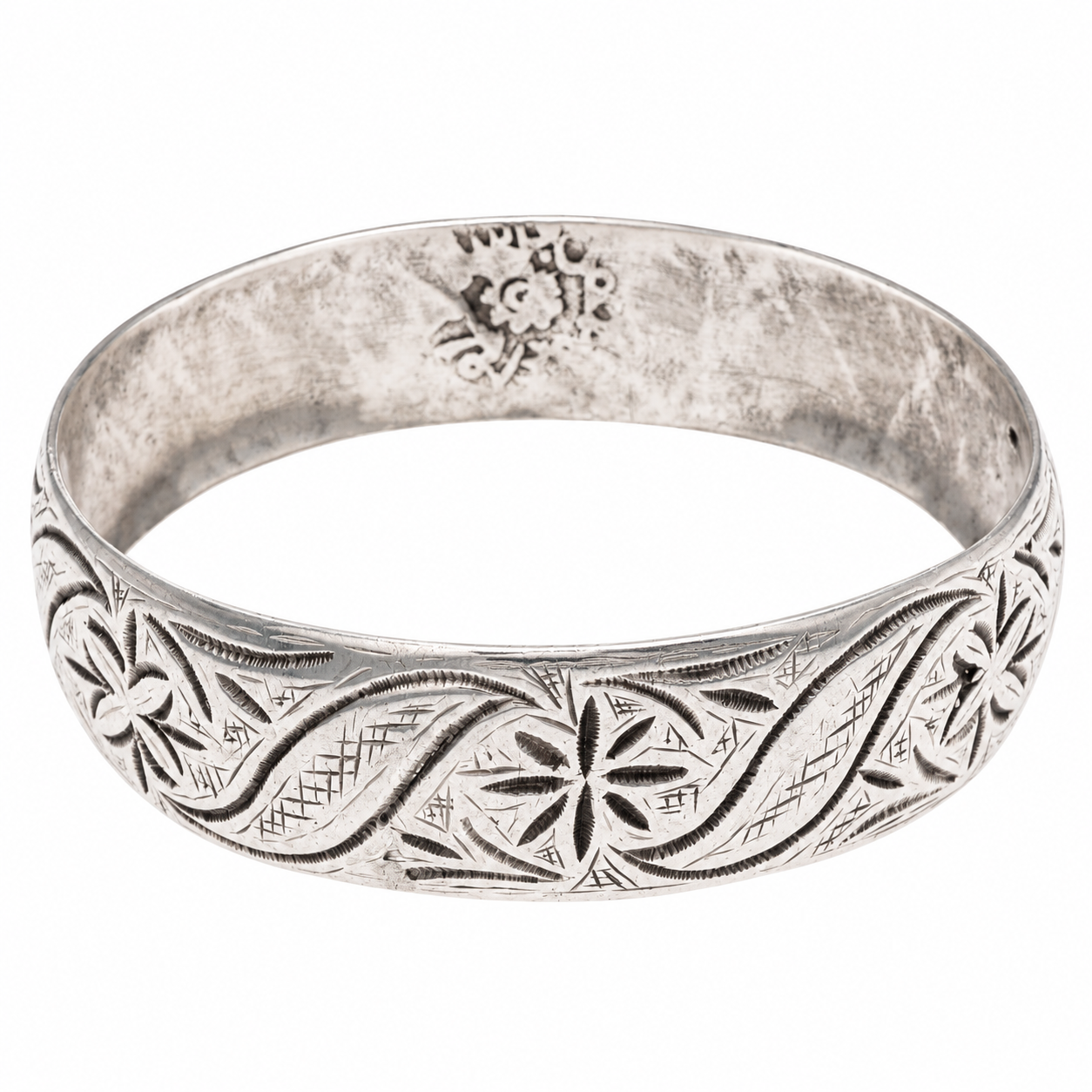 Berber Floral Patterns Silver Bracelet with Century Hallmark Design