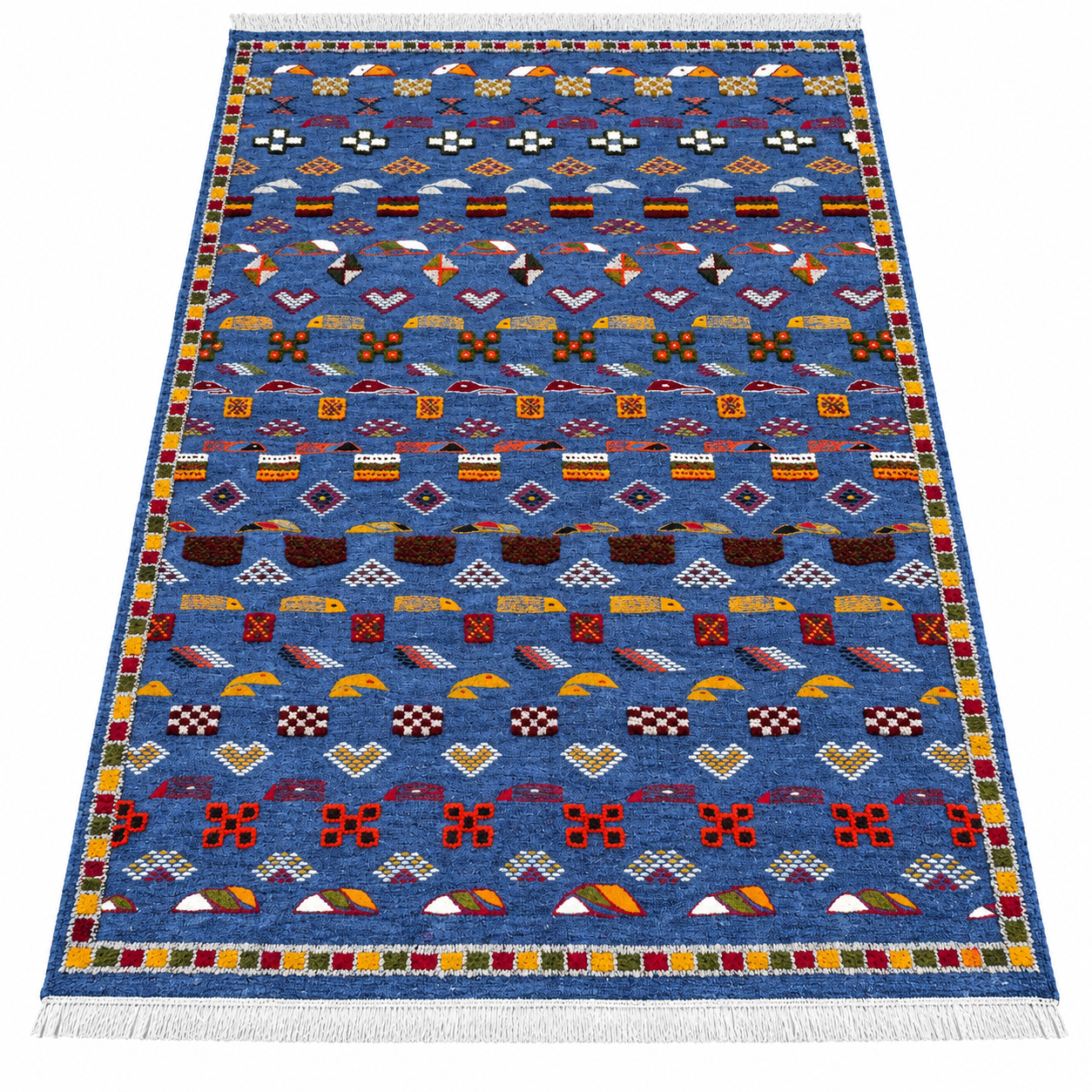 Berber Hanbel Handwoven Colorful Amazigh Wool Tribal Rug