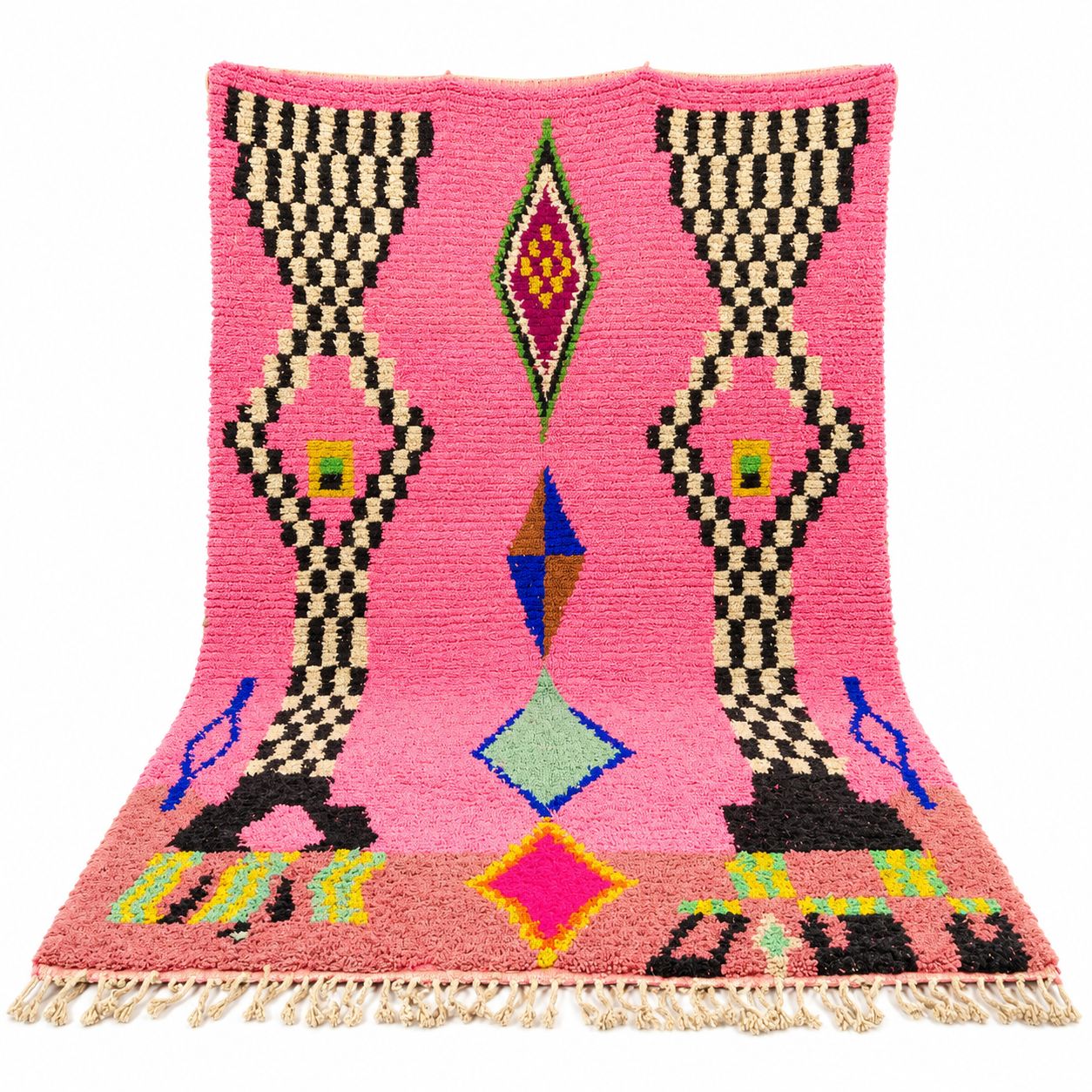 Berber Hand Knotted Azilal Boujaad Wool Rug for Custom Home Decor