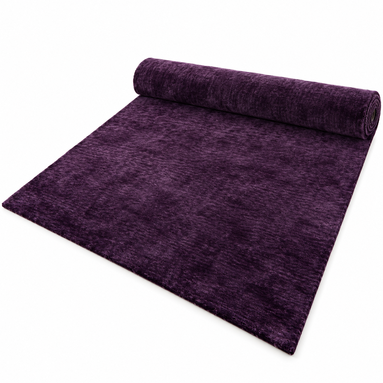 Berber Handloomed Deep Purple Wool Plush Area Rug