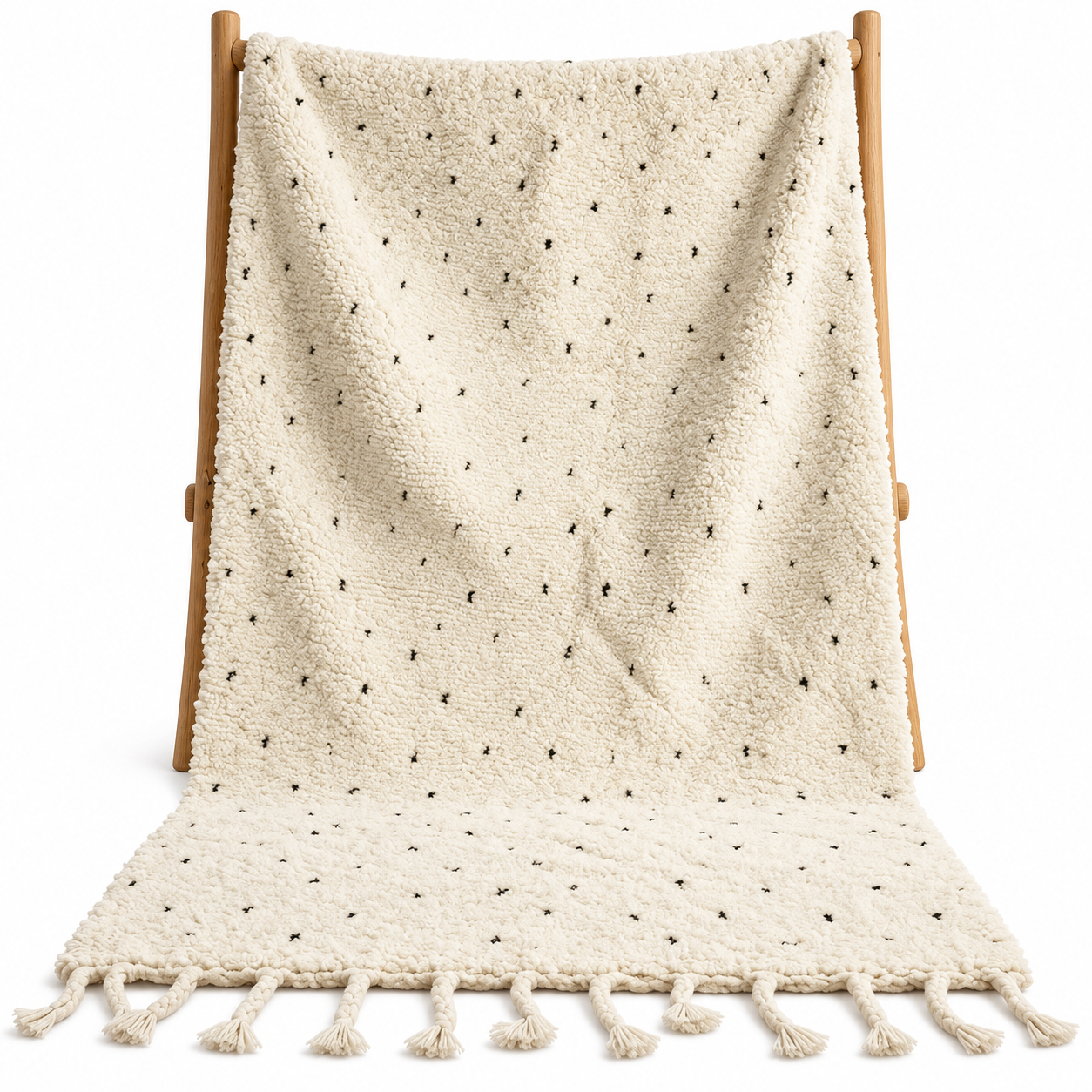Berber Handmade Dotted Wool Rug Luxury Wabi Sabi Cream Area Rug