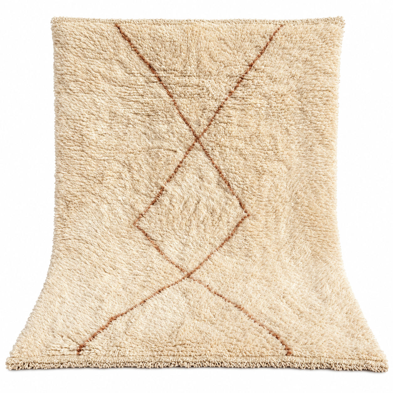 Berber Handmade Ivory Beni Ourain Wool Geometric Rug