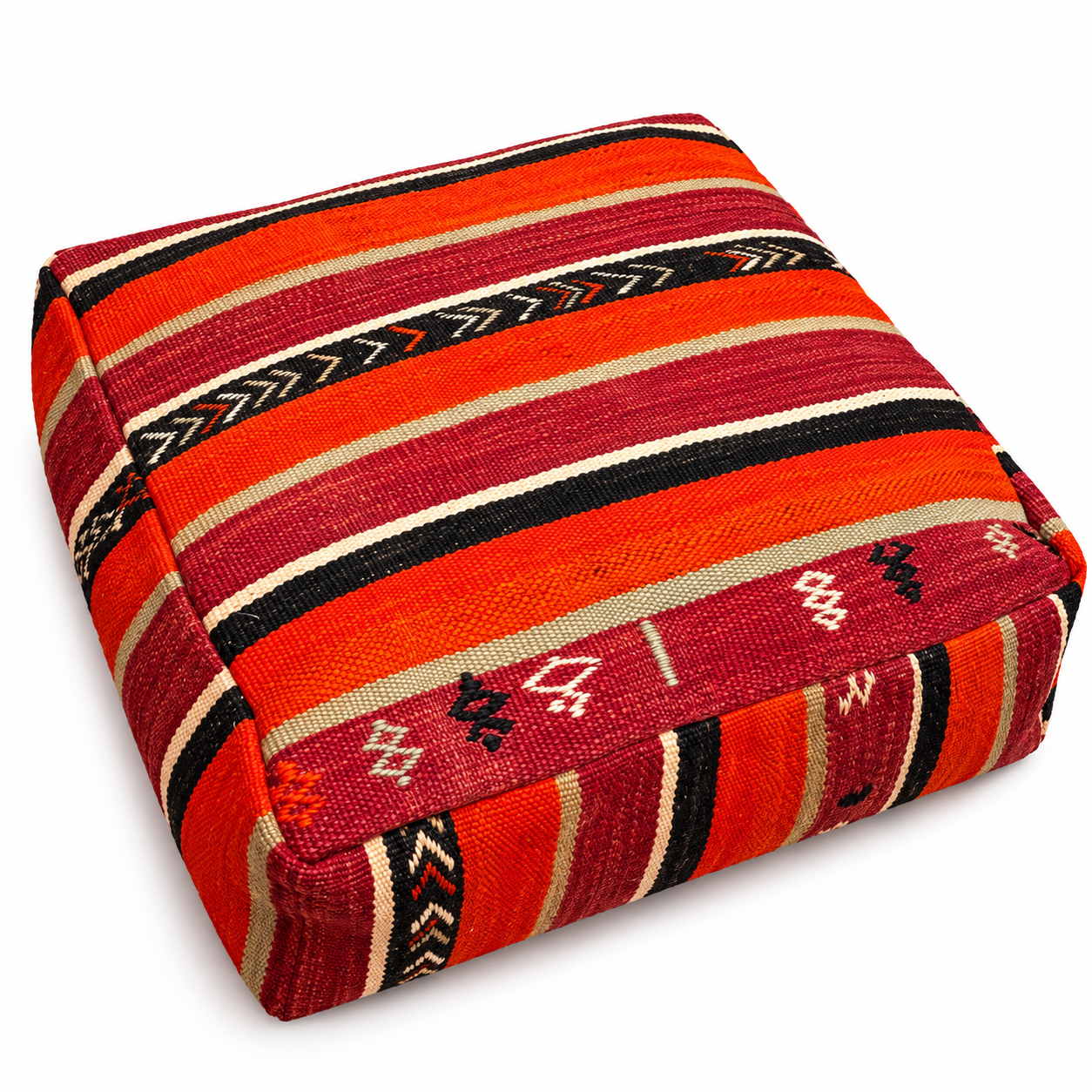 Berber Handmade Kilim Pouf Wool Cotton Floor Seating Decor