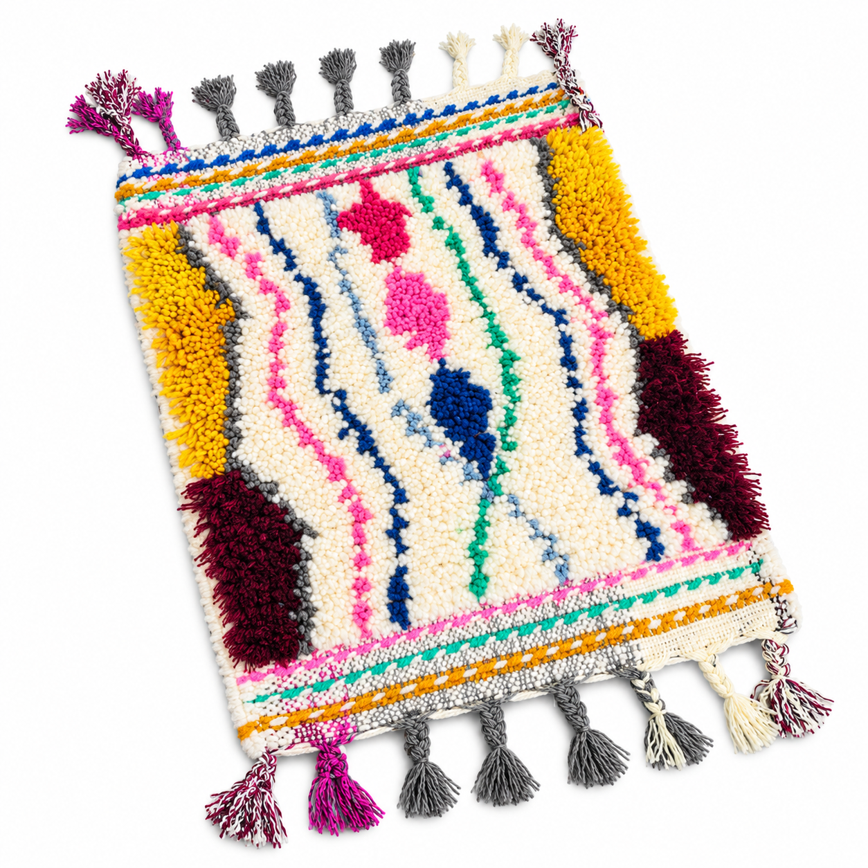 Berber Handmade Wool Mini Rug for Amazigh Style Decor