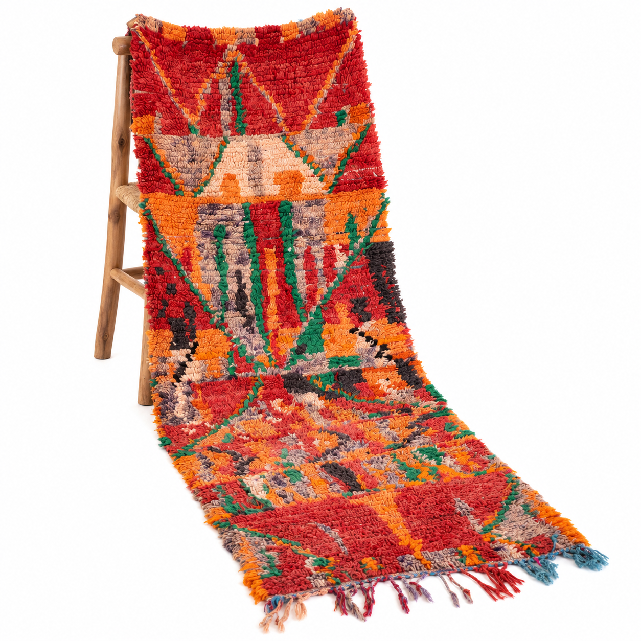 Berber Handwoven Runner Rug with Amazigh Diamonds Design