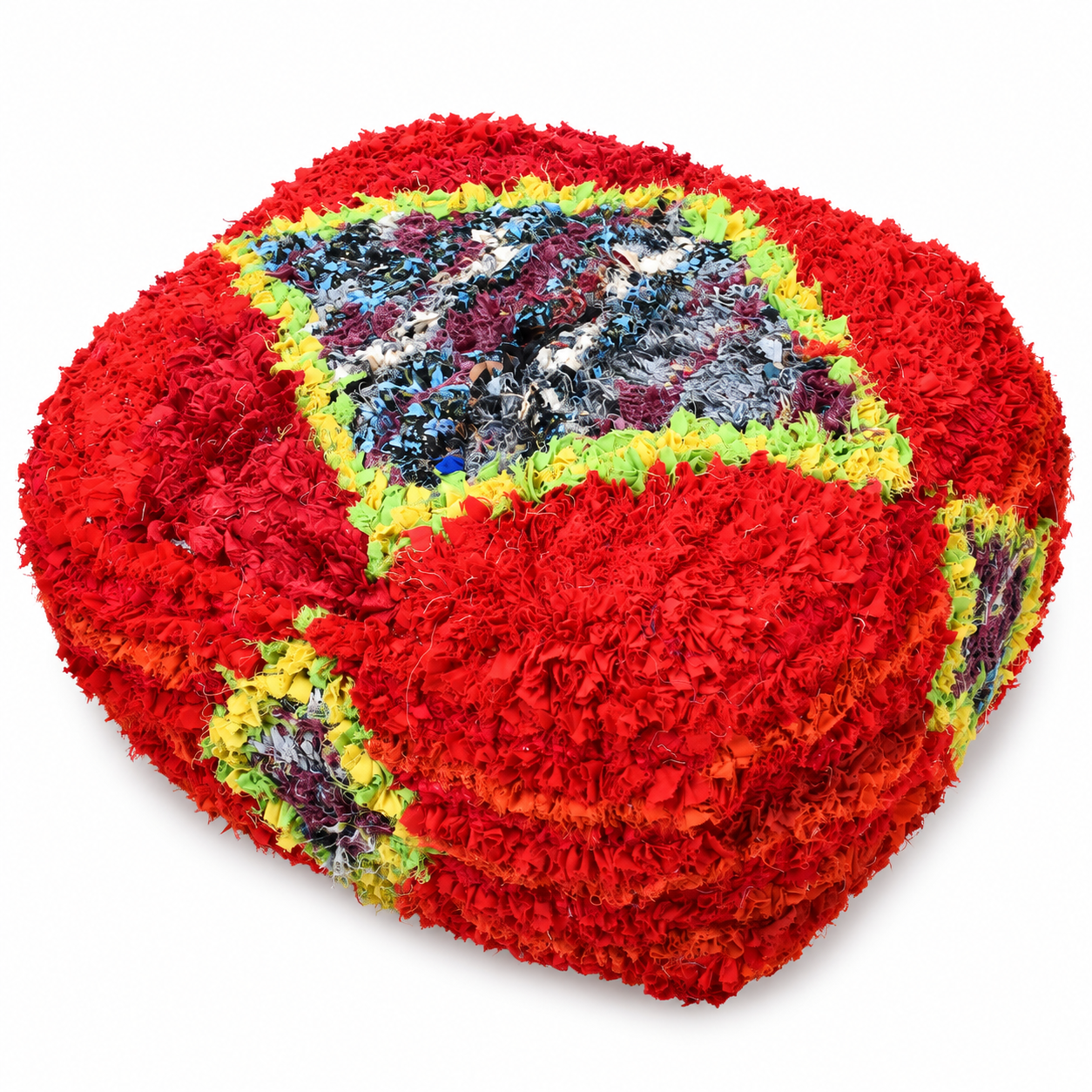 Berber Handwoven Wool Floor Pouf Vintage Kilim Style K1469