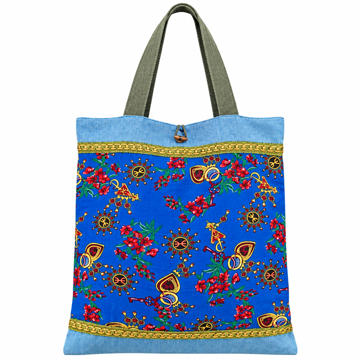 Berber Kabyle Jeans Bag with Amazigh Textile Motifs and Algérie Style