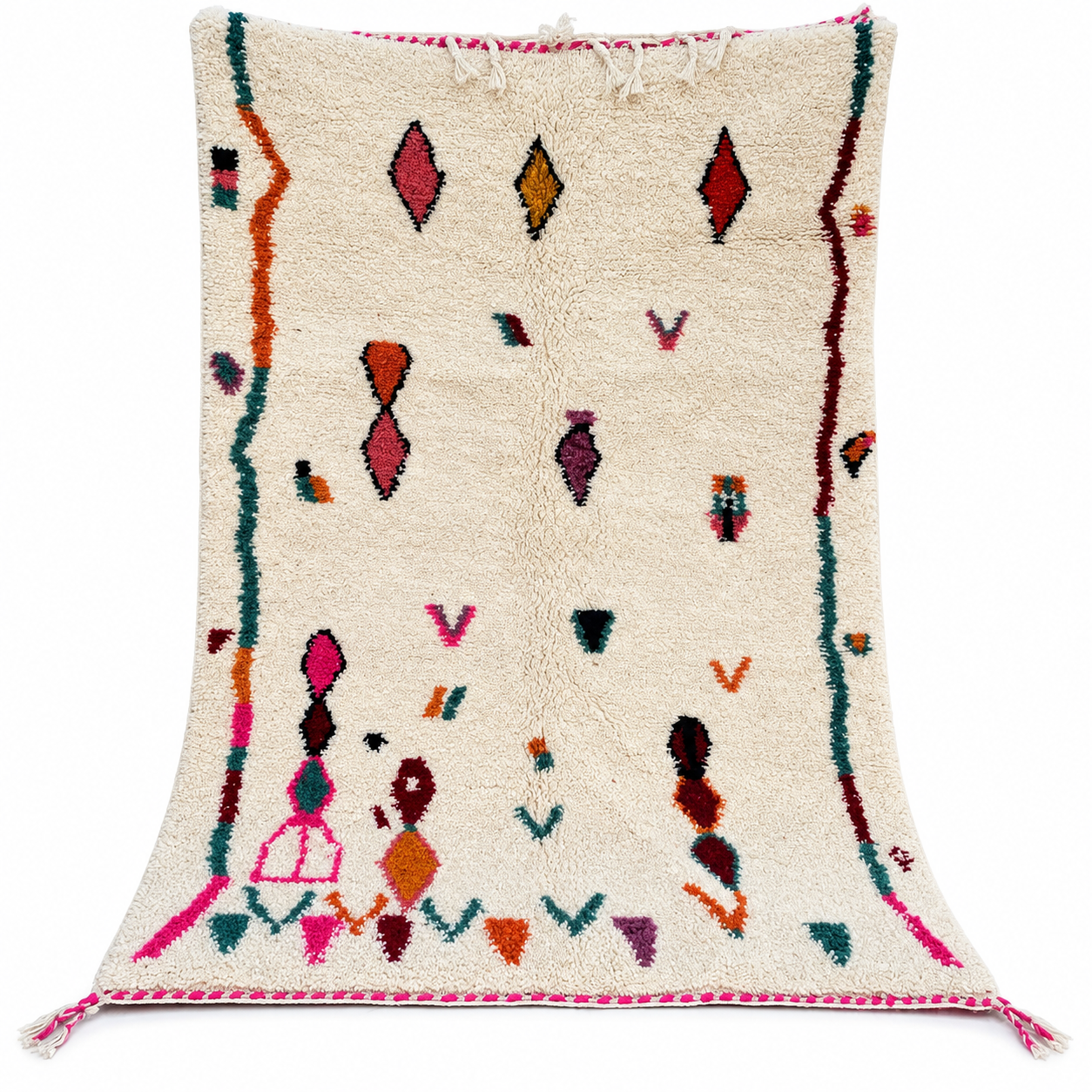 Berber Large Beni Ourain Colorful Geometric Wool Rug Decor