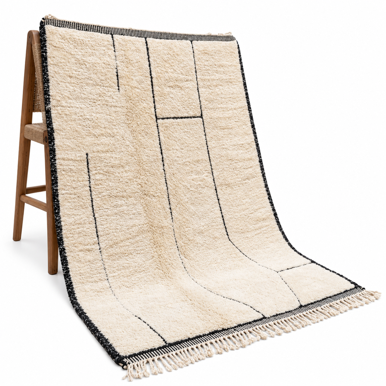 Berber Minimalist Line Beni Ourain Shag Large Area Rug