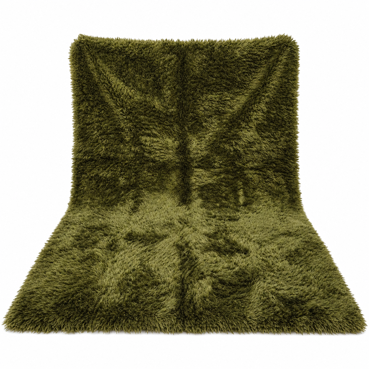 Berber Olive Green Shag Wool Rug Extra High Pile Area Rug