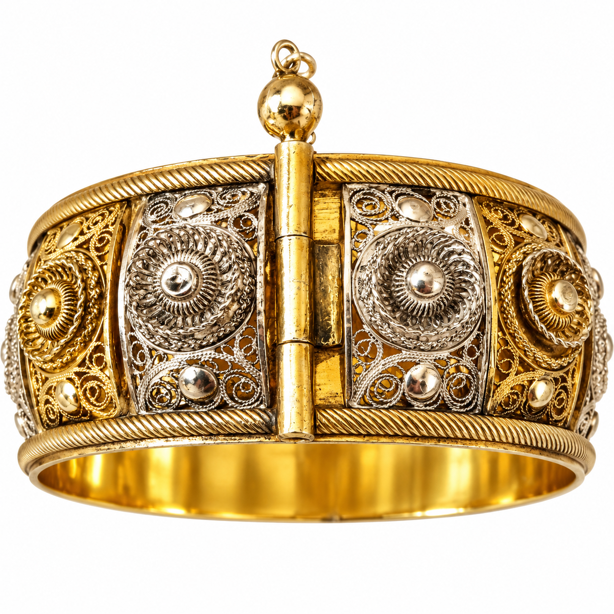 Berber Oriental Vermeil Bracelet with Lune and Soleil Motifs