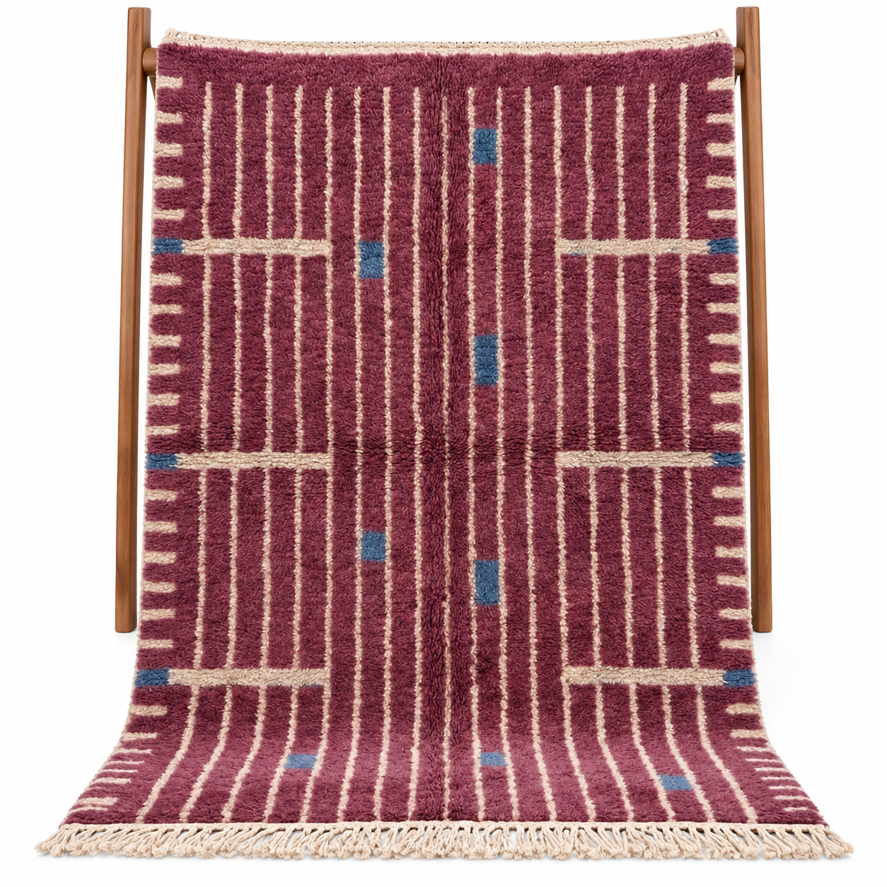 Berber Plum Purple Wool Area Rug Custom High Pile Shag