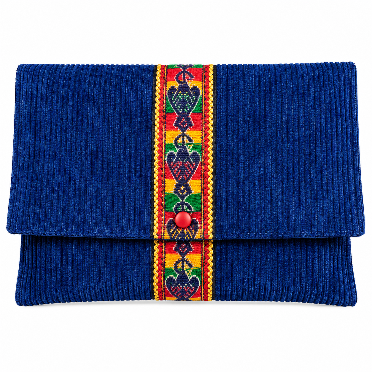 Berber Pochette Velours Bag with Amazigh Decorative Trim