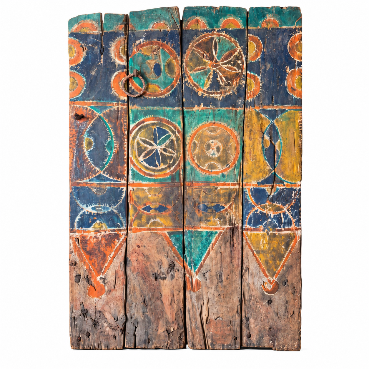 Berber Polychrome Painted Panel Ouarzazate One of a Kind Wall Art