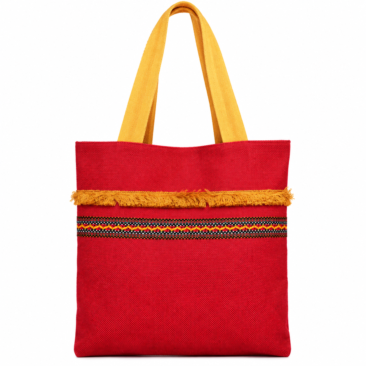 Berber Rubis Bag with Ruby Red Natural Fiber Cabas Design