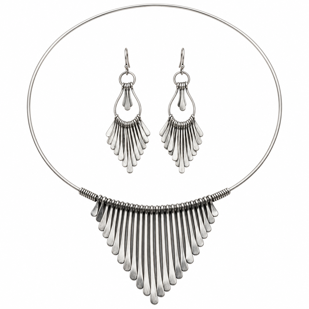 Berber Silver Jewelry Set with Necklace and Earrings