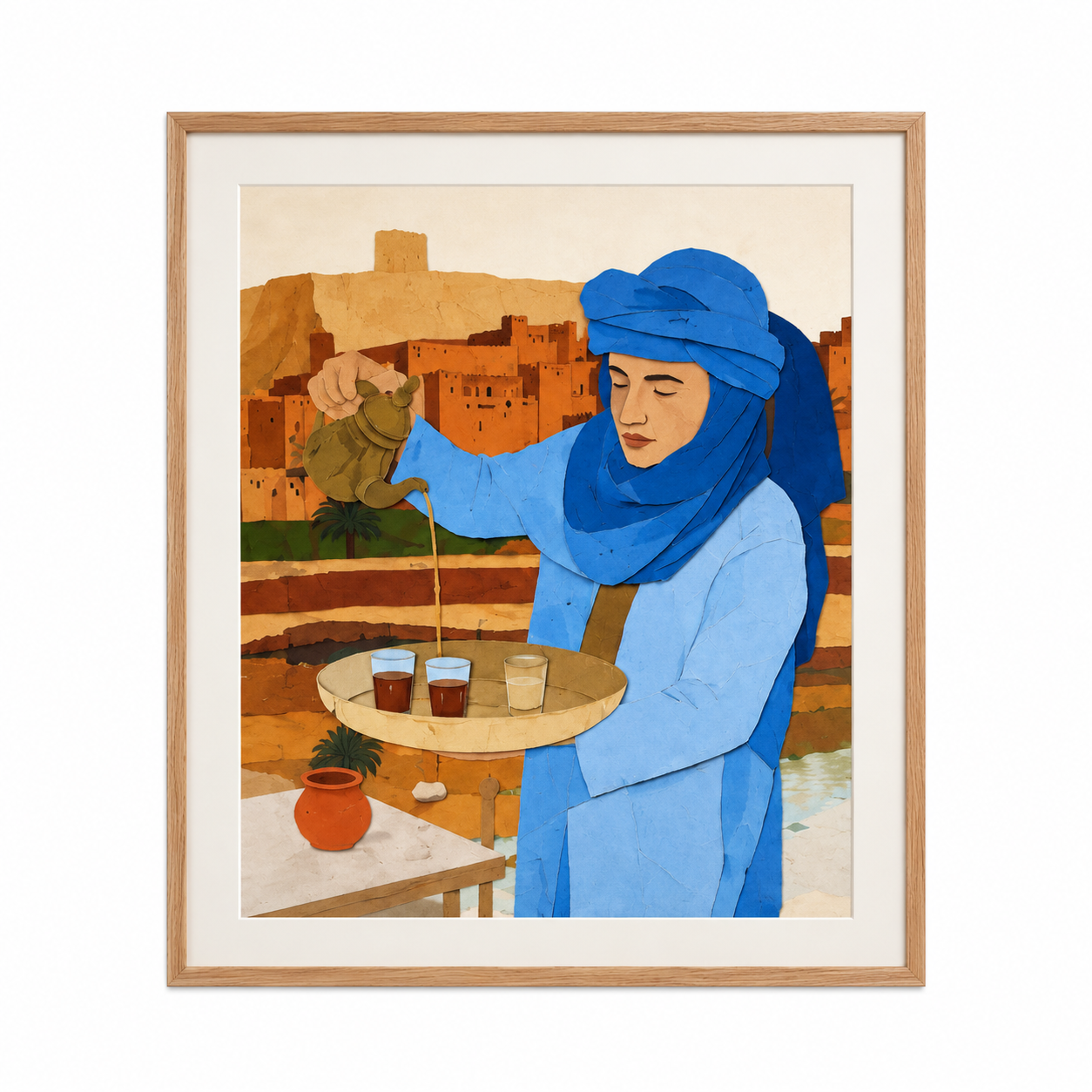 Berber Tea Ceremony Framed Poster Sahara Illustration Wall Art