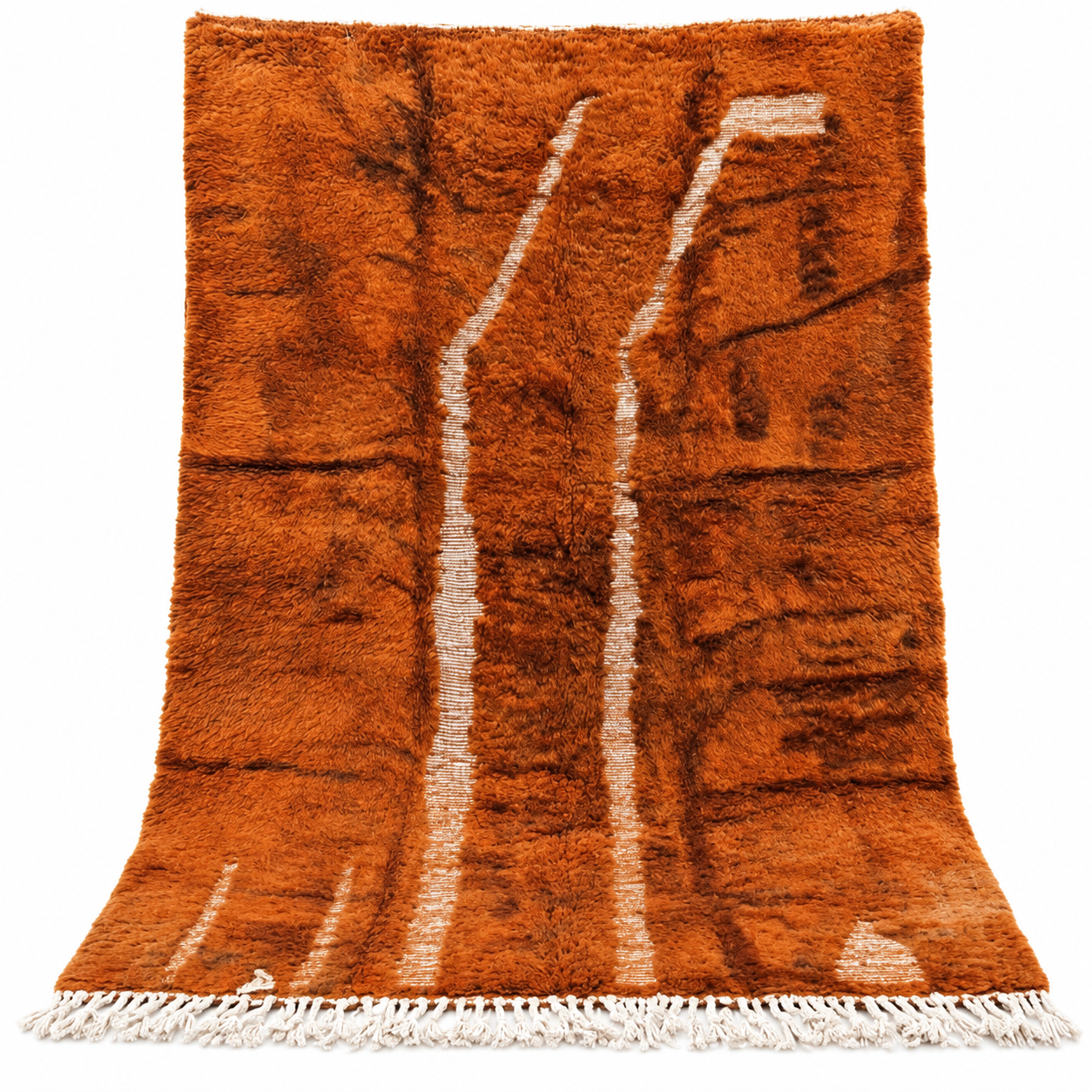 Berber Terracotta Wool Area Rug Custom High Pile Shag